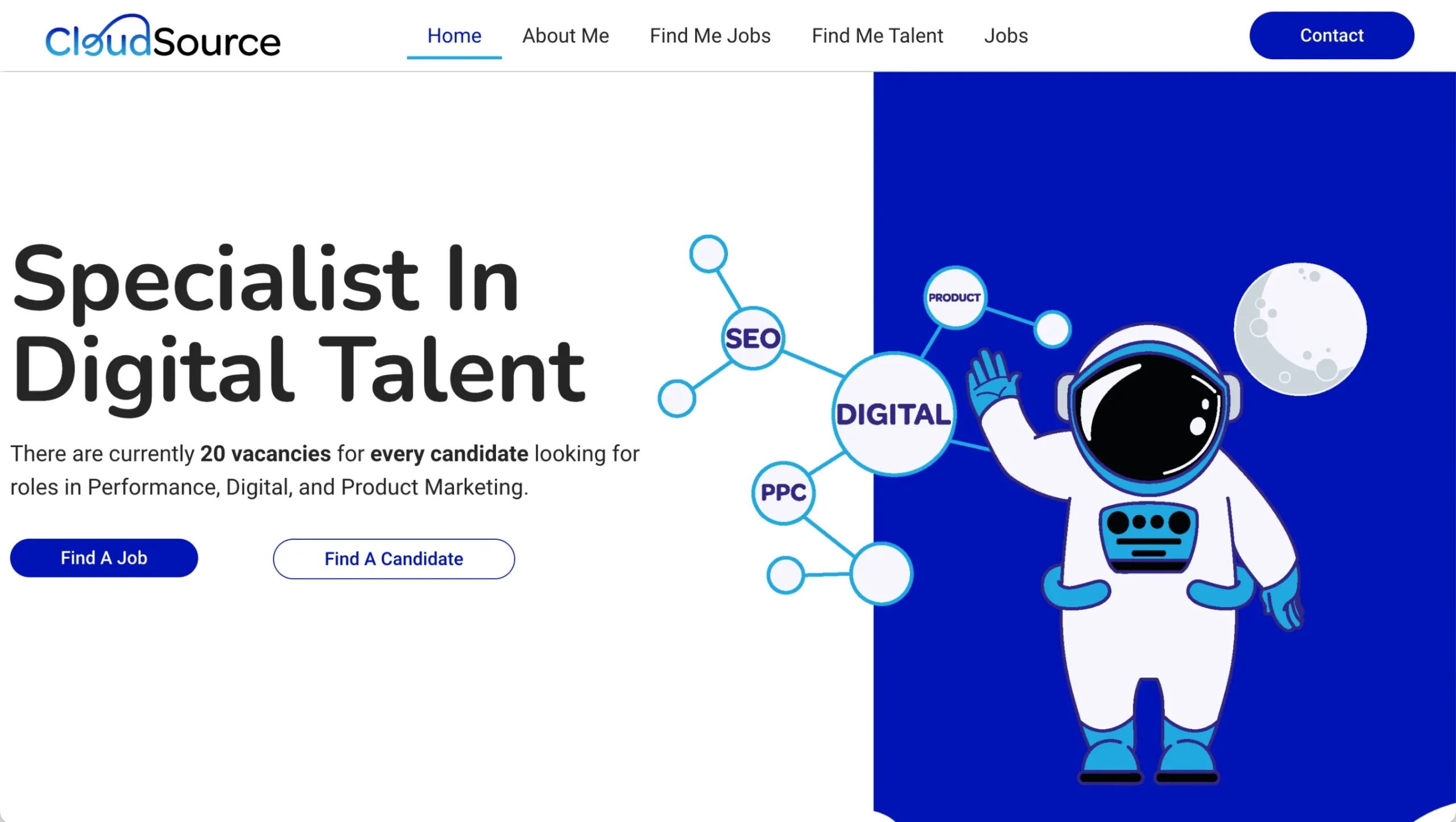 CloudSource Recruitment website design hero banner by First Rate Marketing