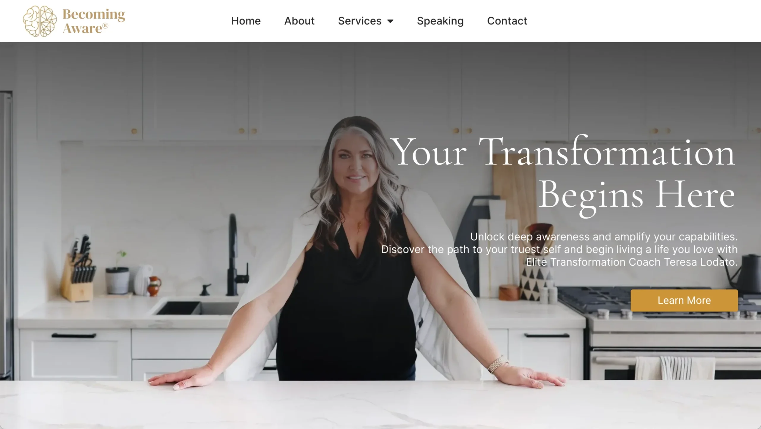 Teresa Lodato website design hero banner by First Rate Marketing