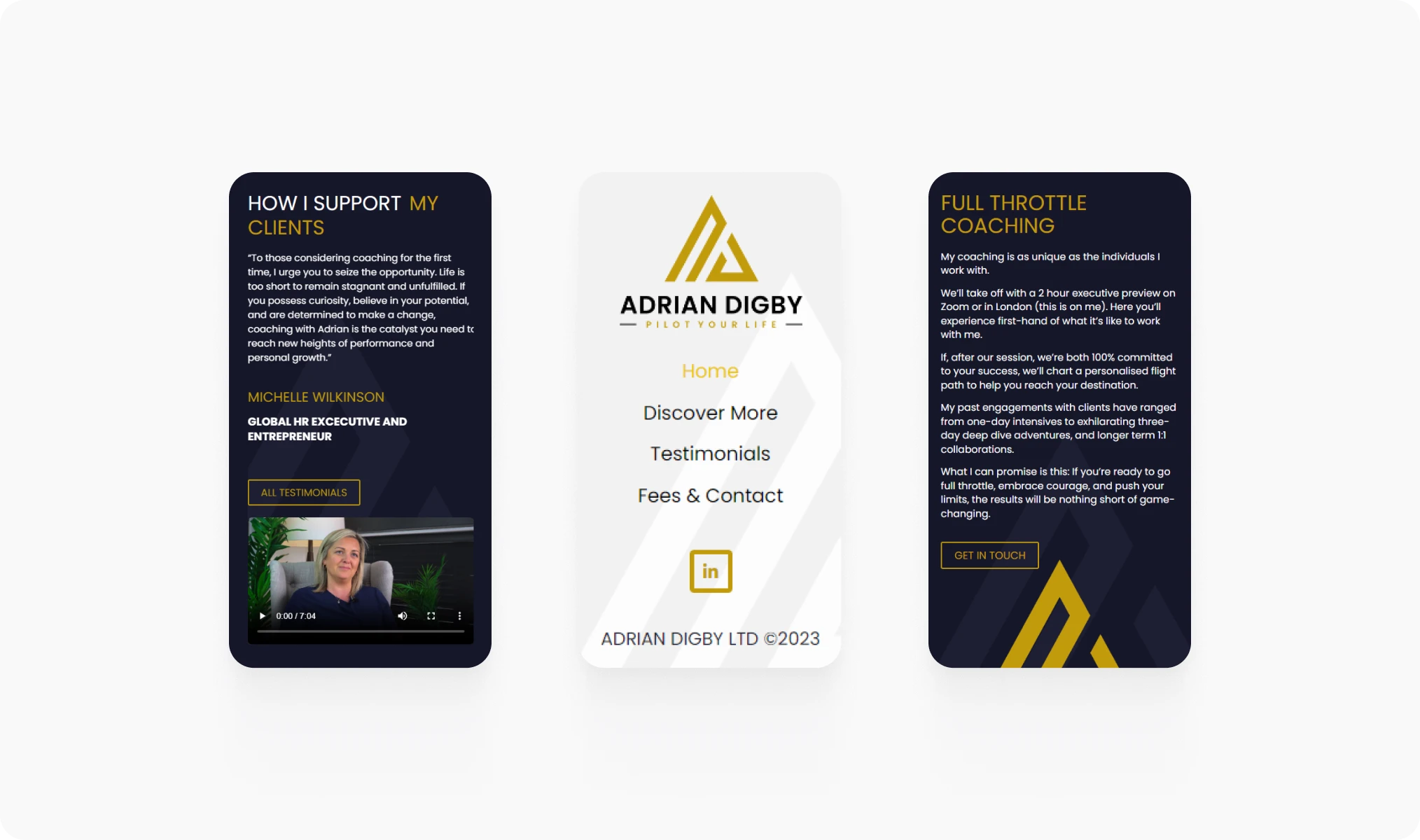 Adrian Digby website design detail view
