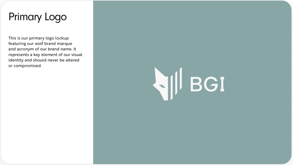 BGI brand guidelines card