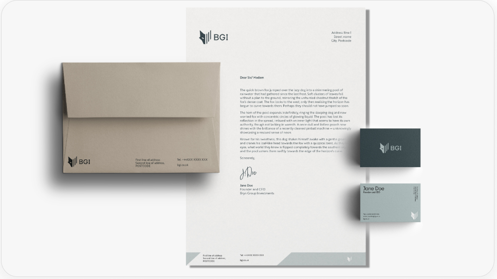 BGI brand guidelines card