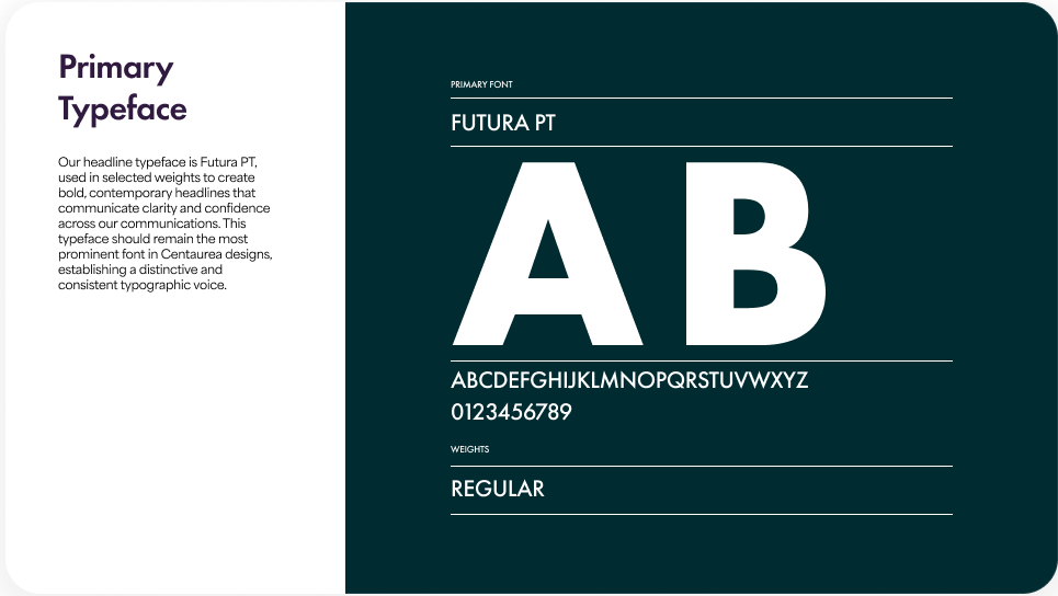 Centaurea brand guidelines card