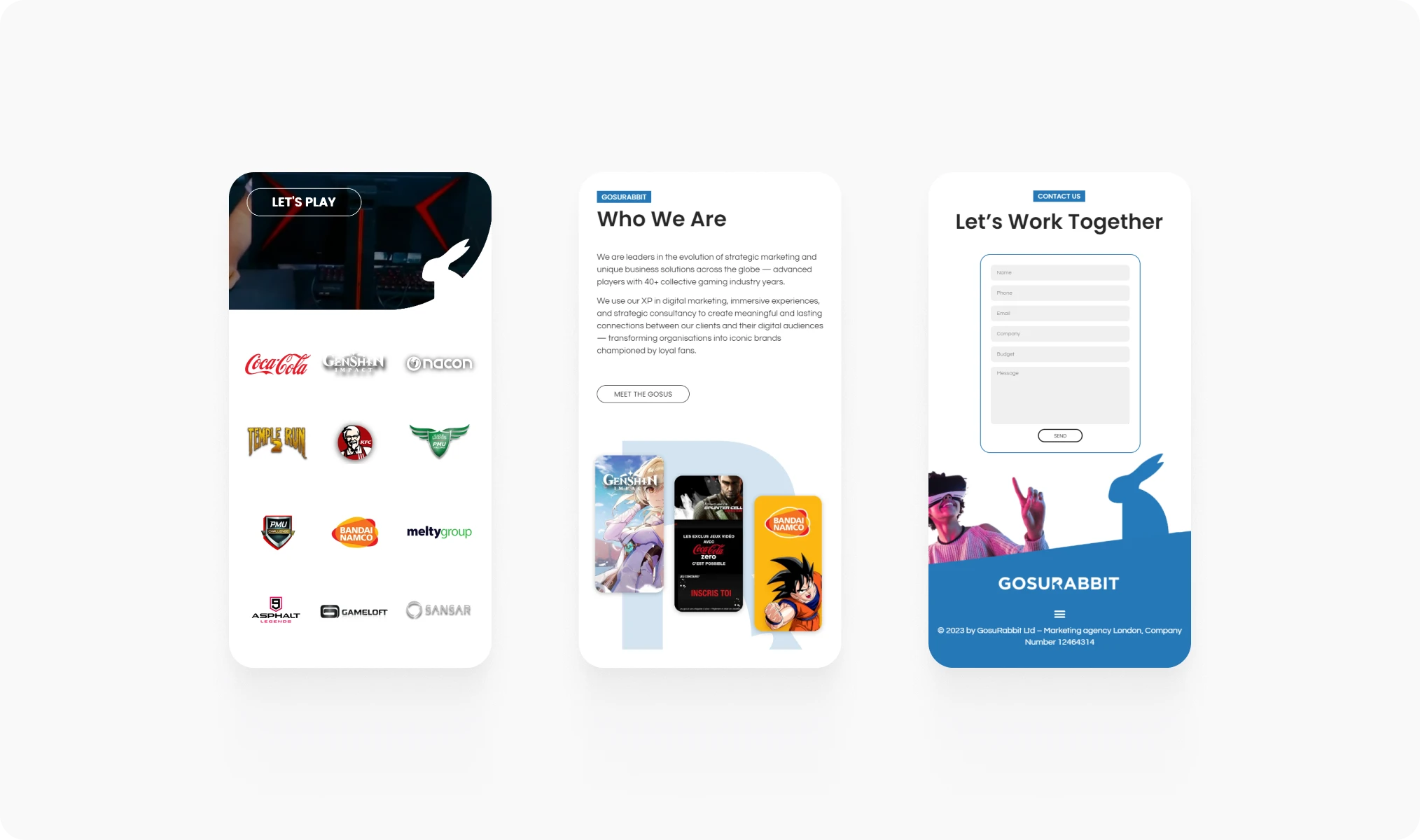 GosuRabbit website design detail view