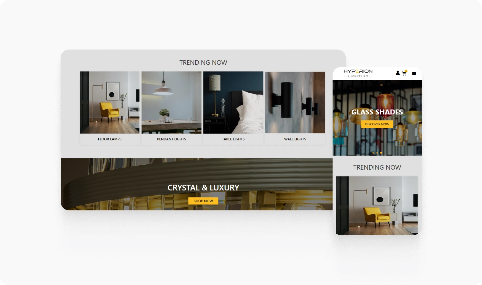 Hyperion Lighting website design detail view