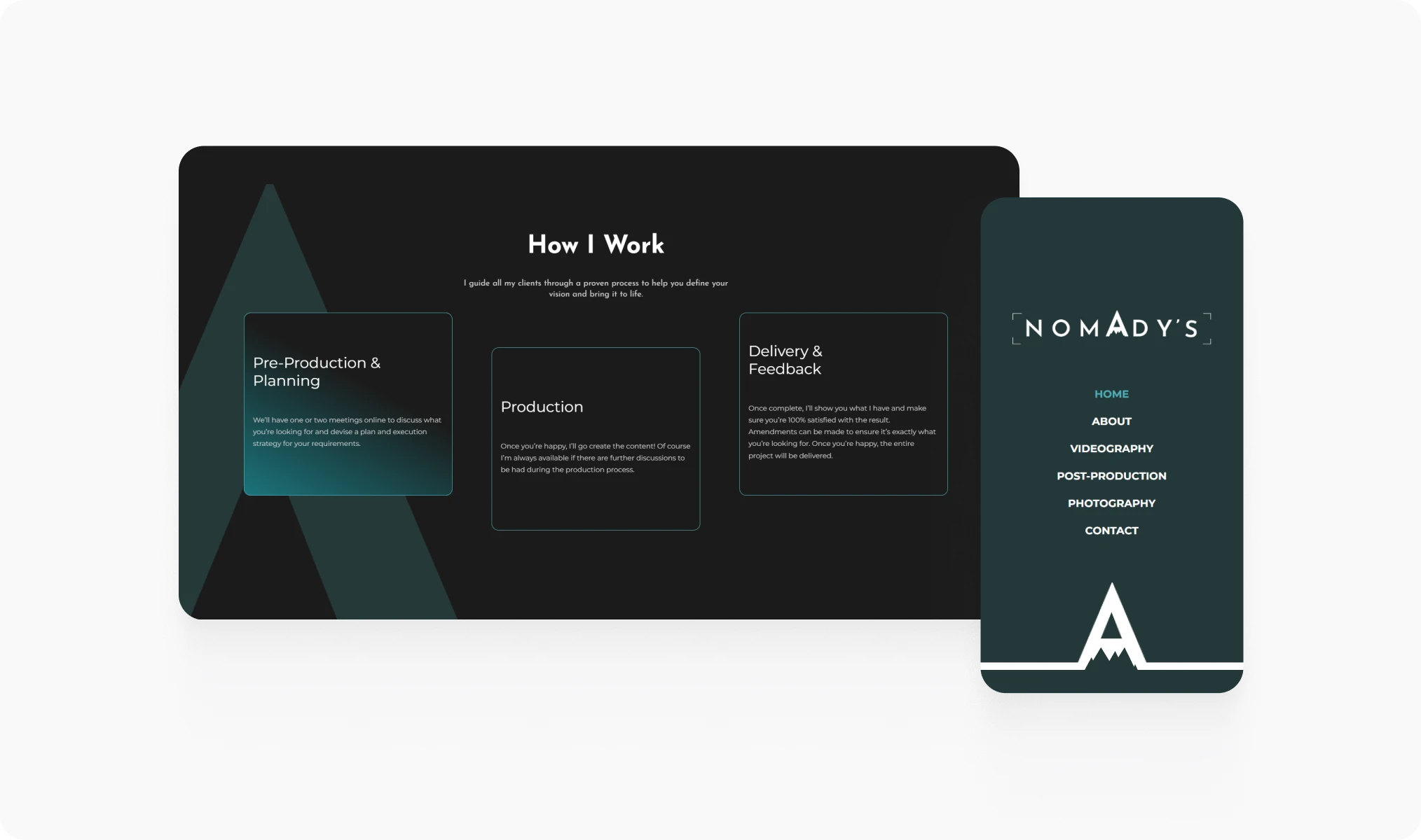 Nomady's website design detail view