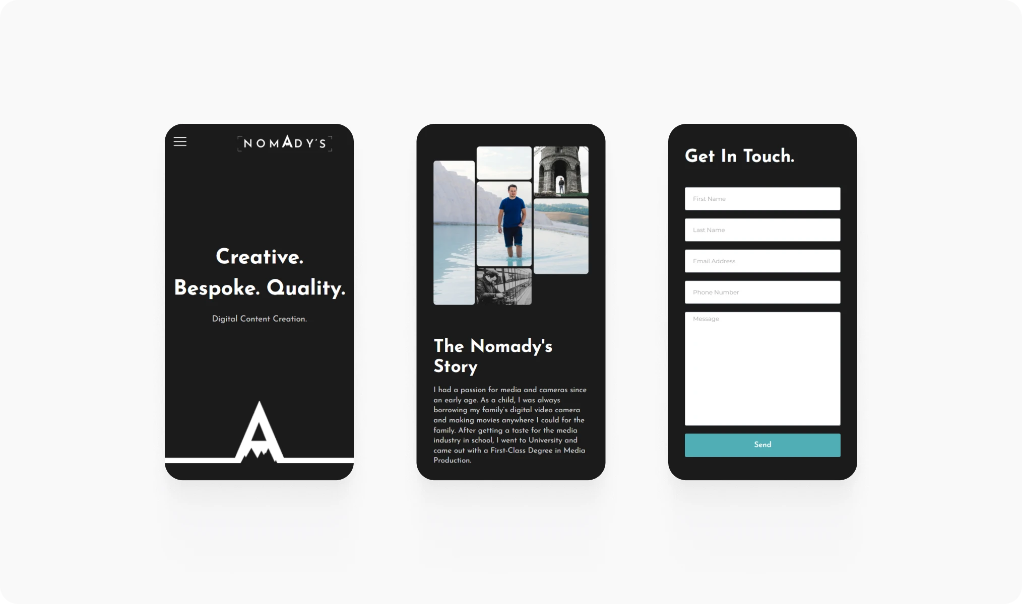 Nomady's website design detail view