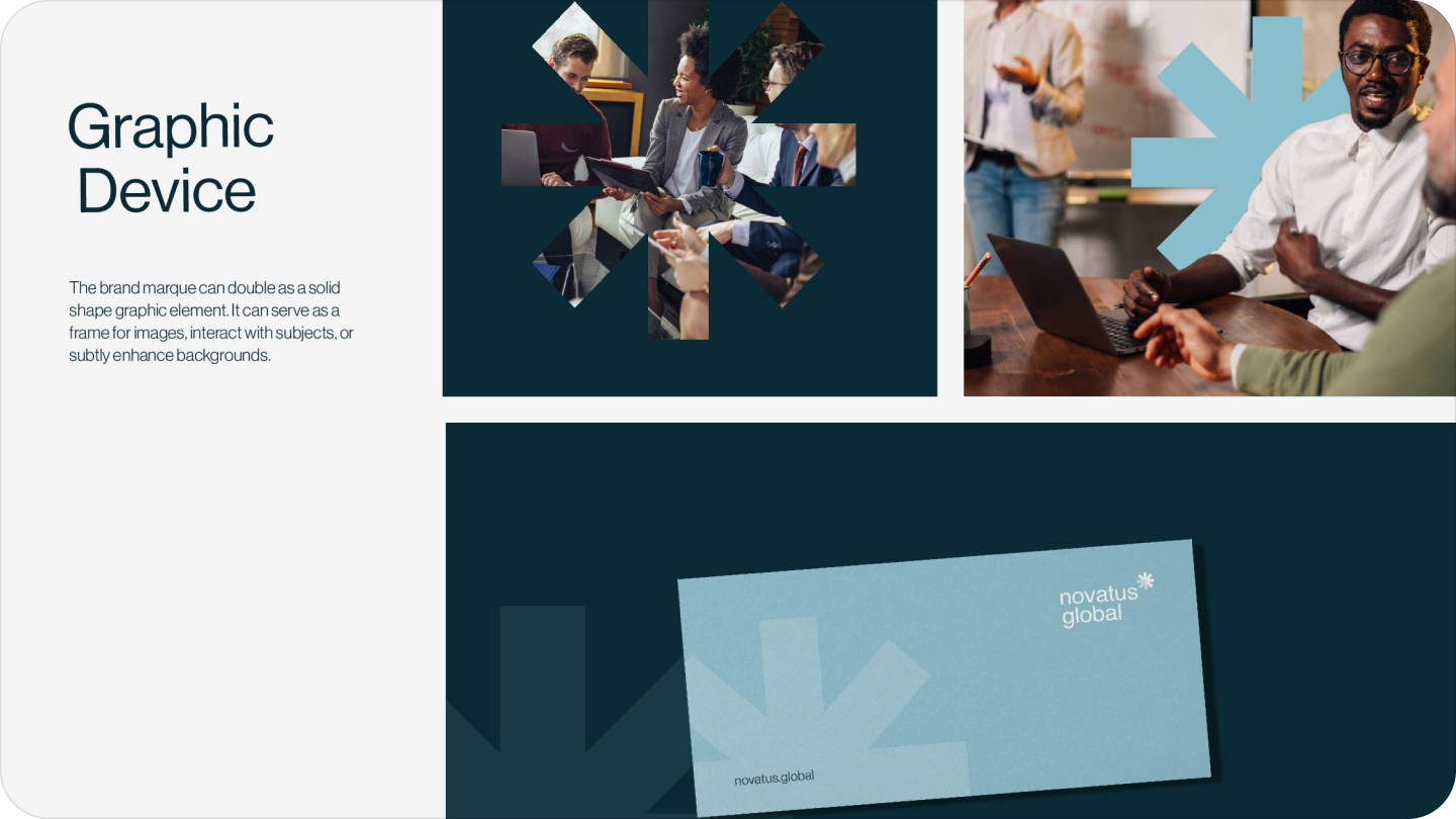 Novatus Global brand guidelines card