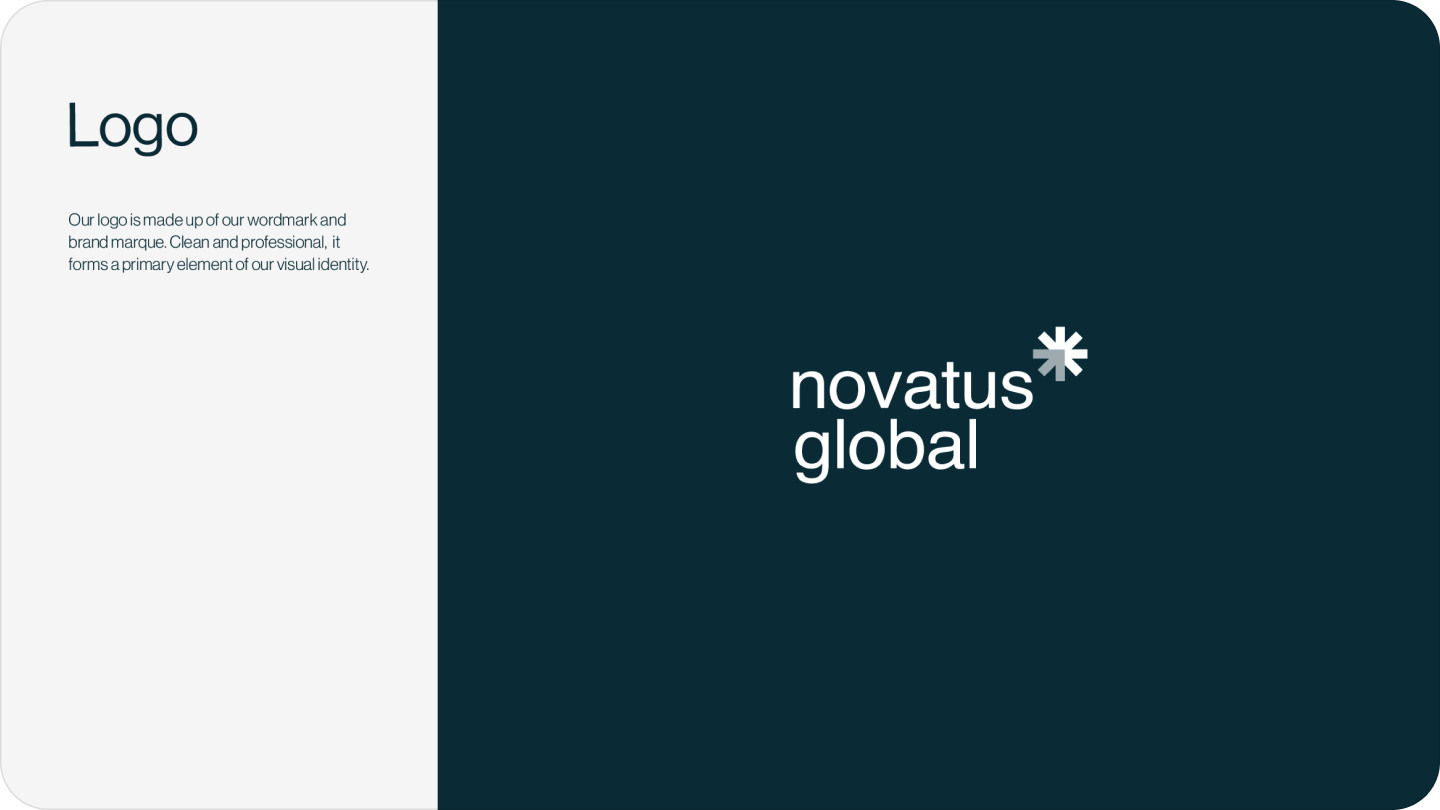 Novatus Global brand guidelines card