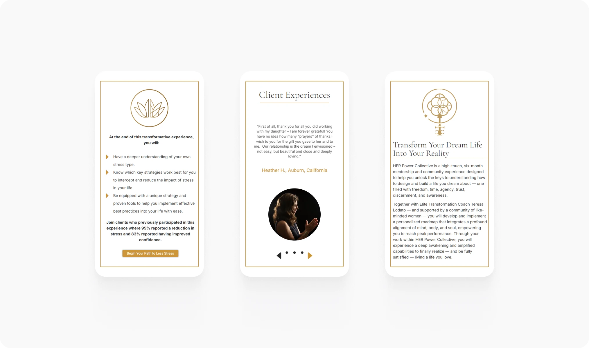 Section of the Teresa Lodato website design by First Rate Marketing