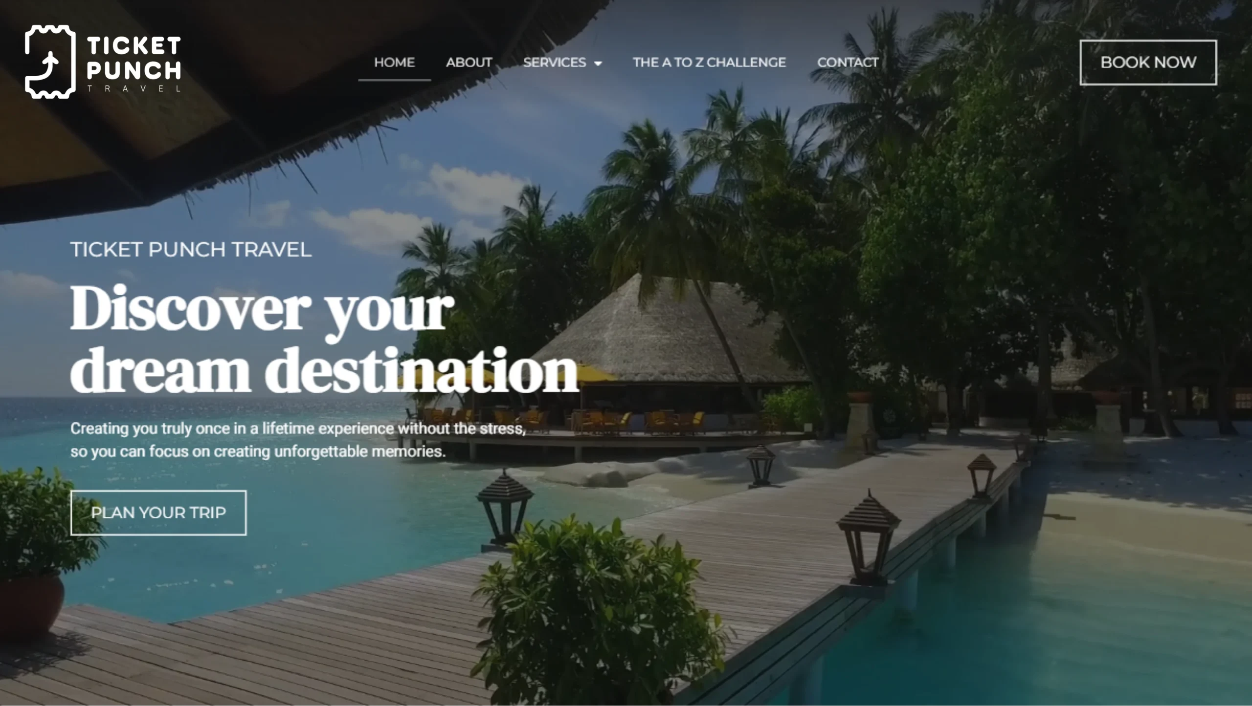 Ticket Punch Travel website design hero banner by First Rate Marketing