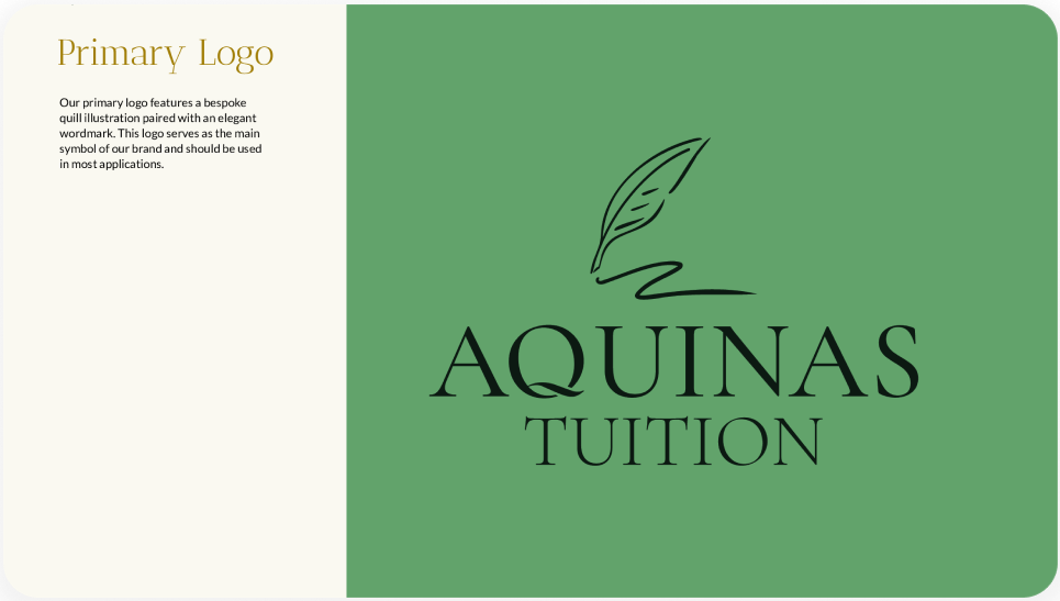 Aquinas Tuition brand guidelines by First Rate Marketing